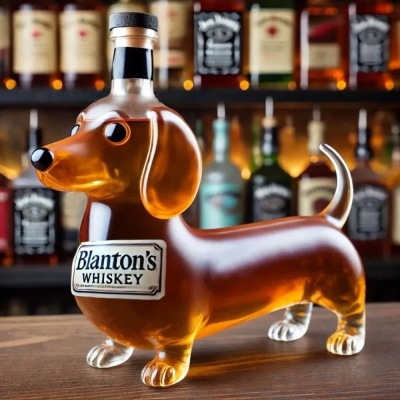 Dachshund Dog Whiskey Decanter, Creative Glass Liquor Bottle in Sausage Dog Shape, Gift for Dog Lovers/Whiskey Fans