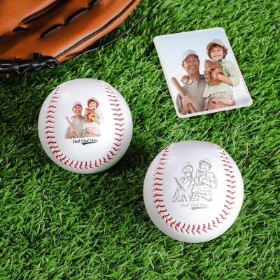 Personligt foto och text baseboll, anpassat porträtt baseboll, minnespresent, födelsedags-/fars dagspresent för basebollälskare/spelare/pappa/barn