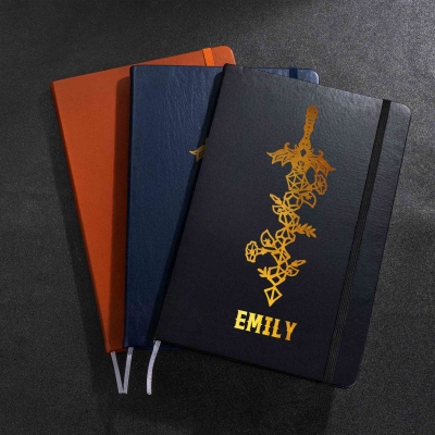 Custom Name Sword DND Campaign Journal - Containing a Character Sheet, DND Player Journal, DND 5e Spellbook, DND Notebook
