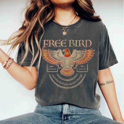 Free Bird Shirt, Comfort Colors Band T-Shirt, Old School Band Sweatshirt, Retro Rock Band Tee, Oversized Trendy Shirts, Gift for Women/Men