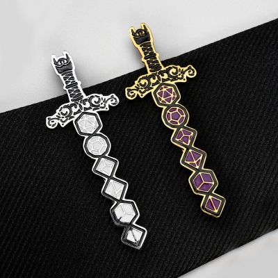 Personalized Polyhedral Dice Sword Tie Clip for Men, Weapon Tie Clip, Tie Bar, Tie Pin for Men's Jewelry Gift, DND for Her