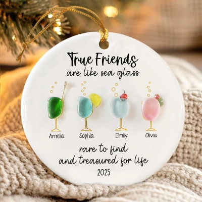 3D Friendship Seaglass Ornament, Besties Ornament, Christmas Gifts for Best Friends, Timeless Friendship Keepsake