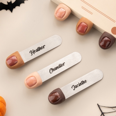 Personalized Insert Finger Bookmark with Name, Quirky Page Marker, Book Accessory, Halloween/Bookish Gift for Book Lovers/Readers/Librarians