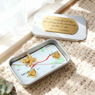 Personalized Two Maps in One Small Tin Box with Initial, Custom Maps in Frame, Friendship/Long Distance Gifts for Best Friend/Couples/Lovers