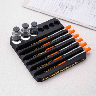 Personalized Text Vial Holder & Syringe Tray Combination, PLA Injectables Prep Tray, Gift for Aesthetic Practitioners/Nurses/Doctors/Medical Staffs