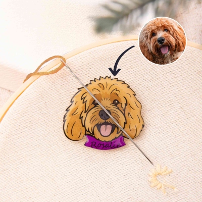 Personalized Photo Cute Cartoon Pet Knitting Needle Minder with Magnet, Sewing Accessories, Birthday/Christmas Gift for Sewing Lovers/Pet Owners