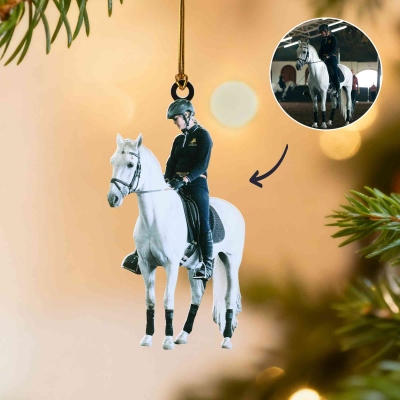 Personalized Riding Horse Photo Ornament, Riding Horse Christmas Ornament, Christmas Gift for Riding Horse Lovers, Xmas Tree Decor