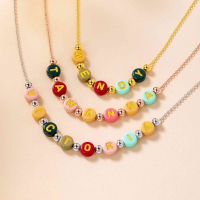 Personalized Name Beaded Necklace for Little Girls, Kids' Colorful Letters Necklace, Birthday/Children's Day Gift for Her/Girls/Toddlers