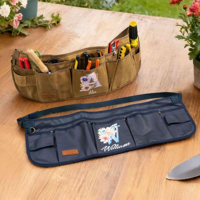 Personalization Heavy-Duty Tool Belt, Adjustable Pouch Apron for Mechanics, Electricians, Gardeners, and Makers Half Waist Apron Gift, Birthday Gifts
