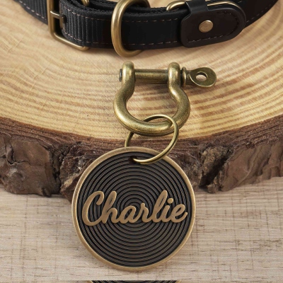 Personalized Name Vintage Style Round Pet ID Tag, Custom Engraved Dog Cat Tag, Birthday/Anniversary/Memorial Gift for Pet Owners/Lovers