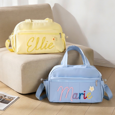 Custom Name Travel Large Capacity Duffel Bag with Flower, Waterproof Cheer Gymnastics Dance Bag with Shoulder Strap, Birthday/Christmas Gift for Girls