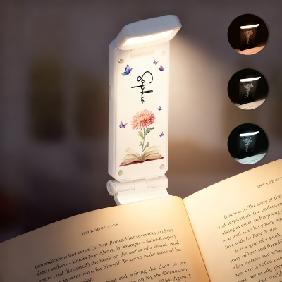 Personalized Name Birth Flower Butterfly LED Rechargeable Light Clip, Reading Accessories, Birthday/Graduation Gift for Book Lovers/Readers/Students