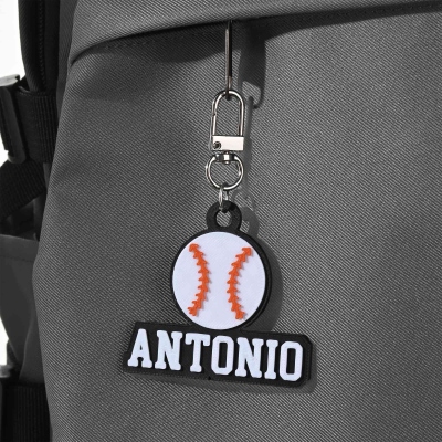 Personalisierter 3D-gedruckter Schlüsselanhänger mit Namen in Form eines Sportballs, Baseball-/Basketball-/Fußball-/Volleyball-/Golf-/Tennis-Taschenanhänger, Geschenk für Sportbegeisterte/Spieler/Trainer