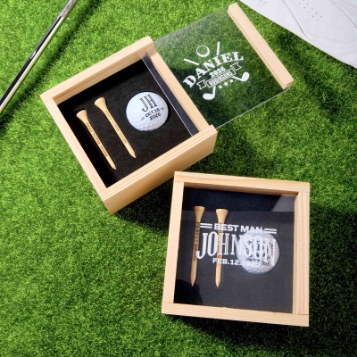 Custom Name Golf Ball & Tees Set, Wooden Golf Gift Box for Men, Golf Accessories, Christmas/Birthday/Anniversary Gift for Golf Lovers/Golfers/Coaches