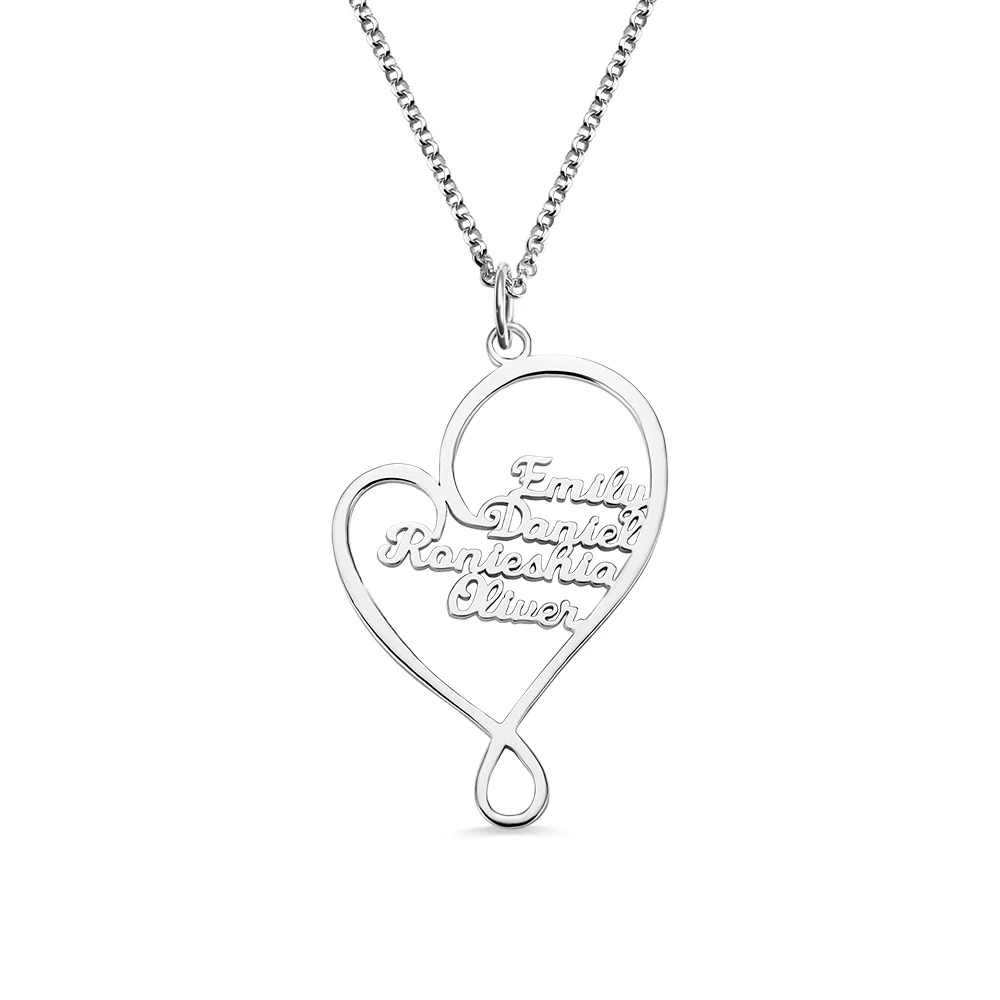 Personalized Heart and Hug Necklace with 1-8 Names, Customized for Moms, Birthday Mother’s Day Gift for Mom Grandma