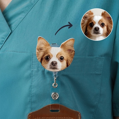 Personalized 1-3 Pet Photos Embossed Badge Reel, Pet Portrait ID Badge Clip, Appreciation/Graduation/Birthday Gift for Pet Lovers/Nurses/Medical Staff