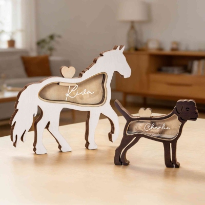 Personalized Pet Shape Pet Fur Wooden Box with Name, Pet Hair Memorial Keepsake, Pet Loss/Sympathy Gift for Pet Owners/Lovers