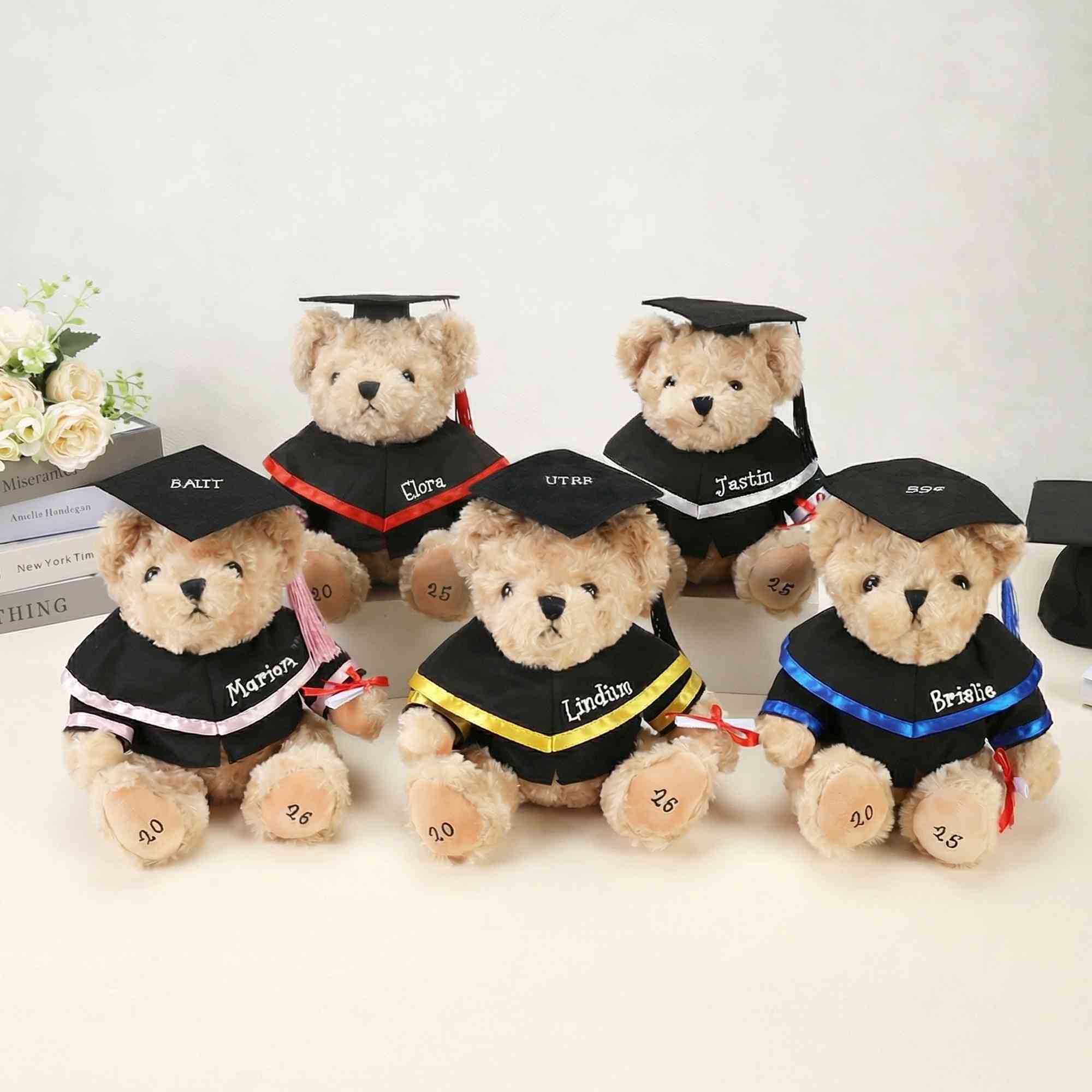 Personalized Graduation Bear Doll Toy with Name, Cute Soft Plush
