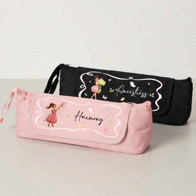 Custom Name Birth Flower Girl Hair Tools Storage Bag, Straightener Curling Iron Bag with Heat Resistant Pad, Haircare Accessories, Gift for Women