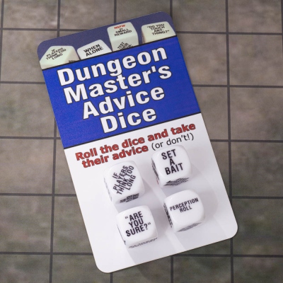 Dungeon Master's Advice Dice Set (4 Dice) with Storage Bag, Funny DM Inspiration & Story Prompt Dice for TTRPG Campaigns, Perfect DM Gifts