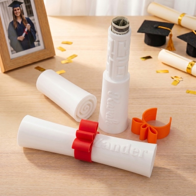 Custom Name 3D Printed Rolled Diploma Labyrinth Puzzle with Cash Holder, Maze Puzzle Diploma, Interactive Graduation Surprise, Gift for Graduates