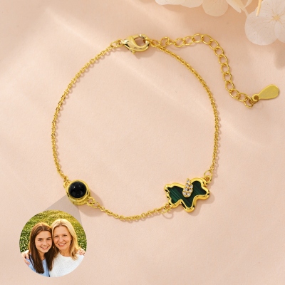 Personalized Photo Projection Lucky Pony Adjustable Bracelet, Picture Inside Memorial Bracelet, Birthday/Anniversary Gift for Her/Mom/Horse Lovers