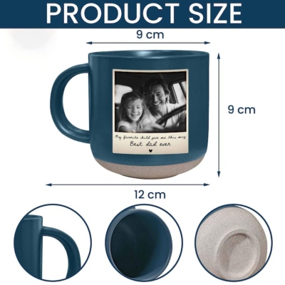 Personlig fotokeramisk mugg med text, kaffekopp med polaroidfotodesign, dagligt bruk, födelsedags-/årsdagspresent till mamma/pappa från barn