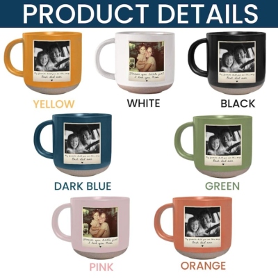 Personlig fotokeramisk mugg med text, kaffekopp med polaroidfotodesign, dagligt bruk, födelsedags-/årsdagspresent till mamma/pappa från barn