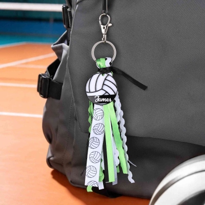 Custom Ball Sports Charm Tassel Keychain with Name, Colorful Daily Use Backpack Tag, Team Keepsake, Game Day Gift for Sports Lovers/Athletes/Teens