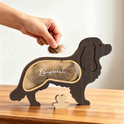 Personalisierte Holzbox aus Tierhaar in Tierform mit Namen, Erinnerungsstück aus Tierhaaren, Geschenk zum Verlust eines Haustieres/Mitgefühl für Tierbesitzer/Liebhaber