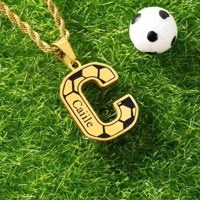 Personalized Soccer Initial Necklace with Name, Dainty Football Pendant, Sport Jewelry, Birthday/Game Day Gift for Soccer Fans/Football Lovers/Man