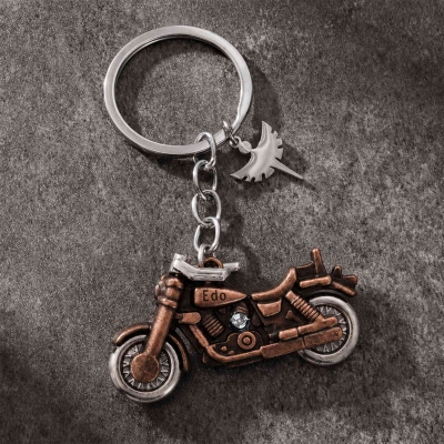 Custom Motorcycle Guardian Angel Keychain, Retro Mini Fabiel With Motorcycle Keychain, Protection Lucky Charm, Bag Accessory, Gift for Driver/Motorcycle Lovers