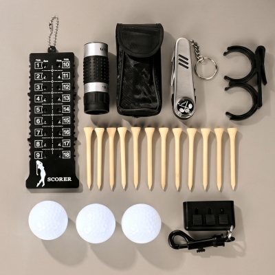 All-in-One Golf Tools Gift Set, Golf Accessories Bundle with Scorekeeper, Golf Tees, Balls & Mini Monocular, Father's Day Gift for Dad/Golf Lovers/Men