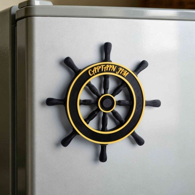 Custom Spinning Cruise Ship Magnet, 3D Printed Ship Wheel