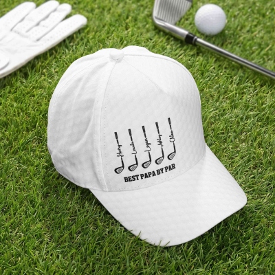 Personalized Best Papa By Par Baseball Cap with Names, Game Day Adjustable Hat, Father's Day/Birthday Gift for Golf Lovers/Husband/Dad/Grandpa