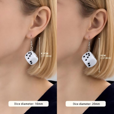 Acrylic Anti-OCD Chaos D6 Dice Dangle Earrings, Random Mismatched Dot Drop Earrings, Quirky Novelty DND Jewelry Gift for Her