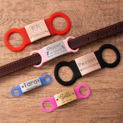 Personalized Engraved Slide on Quiet Pet ID Tag, Silicone Multi-Color Dog/Cat Collar Charm, Pet Accessory, Birthday Gift for Dog Mom/Dad/Pet Owners
