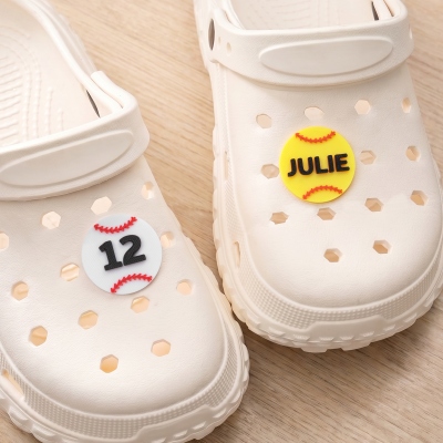 Personalized 3D Sports Croc Charm with Name, Waterproof Rubber Snap-On Clog Shoe Charm, DIY Clog Shoe Decor, Gift for Sport Fans/Teammates/Youth