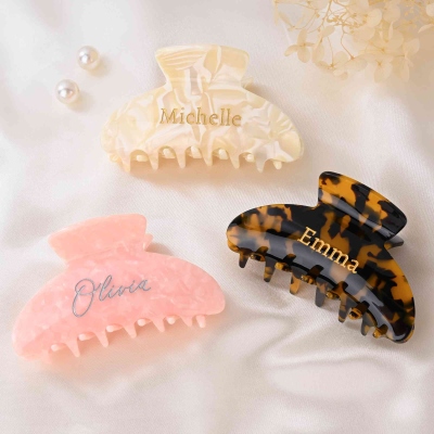 Personalized Name Hair Claw Clip, Acetate Vintage Name Hair Clip, Hair Accessory, Bridal Shower Party Favor, Wedding Gift for Her/Bridesmaids/Besties
