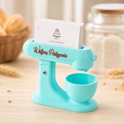 Personalized Name 3D Printed Mixer Business Card Holder, Pastry Shop Café Card Display Stand, Bakery Decor, Birthday/Anniversary Gift for Bakers/Chefs