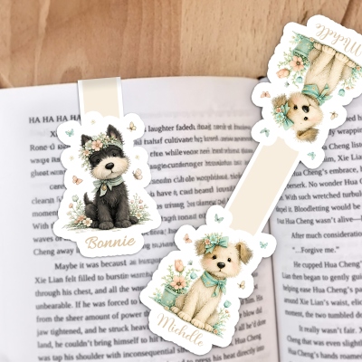 Personalized Floral Spring Animal Design Bookmark with Name, Magnetic Bookmark Clip, Back to School/Birthday Gift for Students/Teachers/Book Lovers