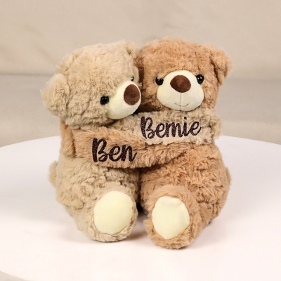 (Set of 2) Personalized Lavender Scented Doll with Name, Custom Hugging Bear/Puppy Plush Toy, Valentine's Day/Anniversary Gift for Couple/Lover/Friend