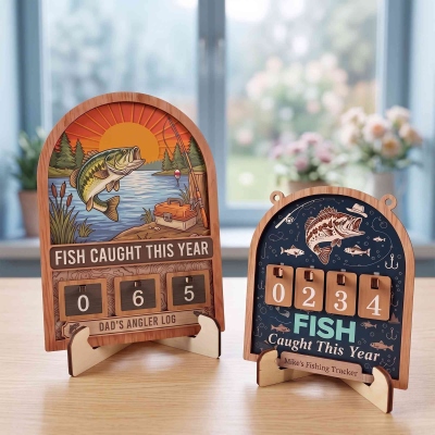 Fishing Tracker Sign, Fish Caught Count Board, Wooden Fishing Log Decor, Angler Tracker Sign, Fisherman Gift for Dad & Outdoor Lovers