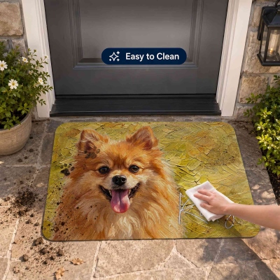 Gepersonaliseerde deurmat met naam en foto van uw huisdier, olieverfschilderij, antislip vloermat in meerdere kleuren, woondecoratie, gedenk- of housewarmingcadeau voor huisdiereigenaren