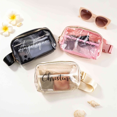 Personalized Transparent Concert Crossbody Bag with Name, Fashion Large Capacity PVC Waist Bag, Summer Travel Shoulder Bag, Gift for Girls/Friends