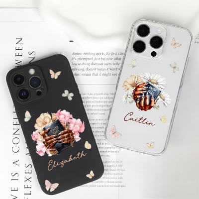 Personalized Name Birth Flower Black Woman Manicure Bible Phone Case, Double Layer TPU Phone Case for iPhone, Birthday/Christmas Gift for Christians