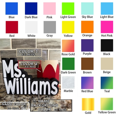 Personalized 3D Teacher Name Pencil Shaped Name Plate & Pen Holder, Colorful Stationery Cup Organizer, Appreciation/Back to School Gift for Educators