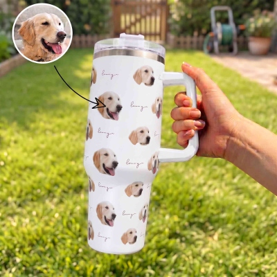 Personalized Family 1-8 Faces Tumbler, Stainless Steel 20/40oz Insulated Travel Photo Water Bottle, Birthday/Mother's Day Gift for Mom/Grandma/Her