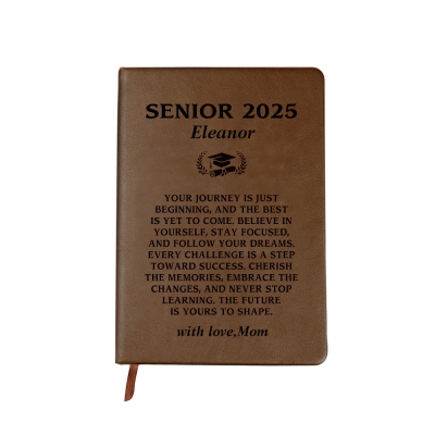 Personalized Senior 2025 Notebook with Name, A5 Leather Journal, High School/College Class of 2025 Graduation Notebook, Gift for Graduates/Students