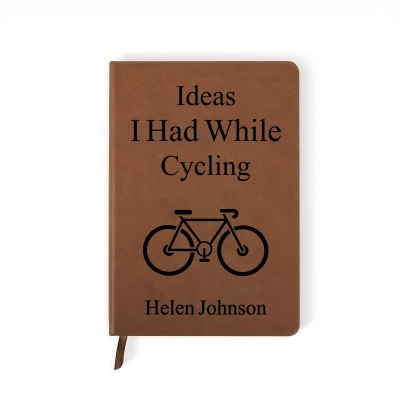 Personalisiertes Notizbuch mit Namen, A5-Ledereinband, Inspirationsjournal für Radsportbegeisterte, Geburtstags-/Jubiläums-/Ruhestandsgeschenk für Fahrradliebhaber/Radfahrer